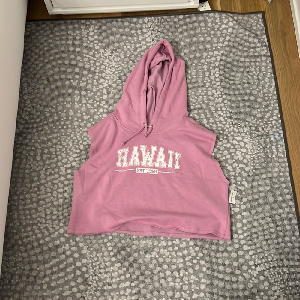 Light Purple Short Sleeve Cropped Hawaii Sweatshirt